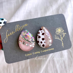 glass drop dalmatian dried flower Earrings 10枚目の画像
