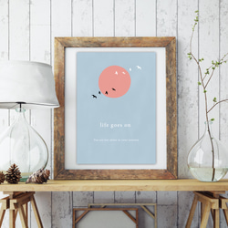 グラフィックデザインポスター life-Sun /鳥 自然  太陽 月 イラスト モダンデザイン ミニマルアート 1枚目の画像