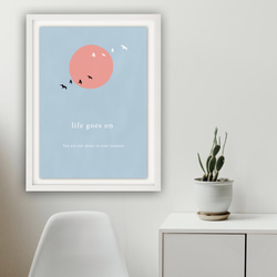 グラフィックデザインポスター life-Sun /鳥 自然  太陽 月 イラスト モダンデザイン ミニマルアート 2枚目の画像