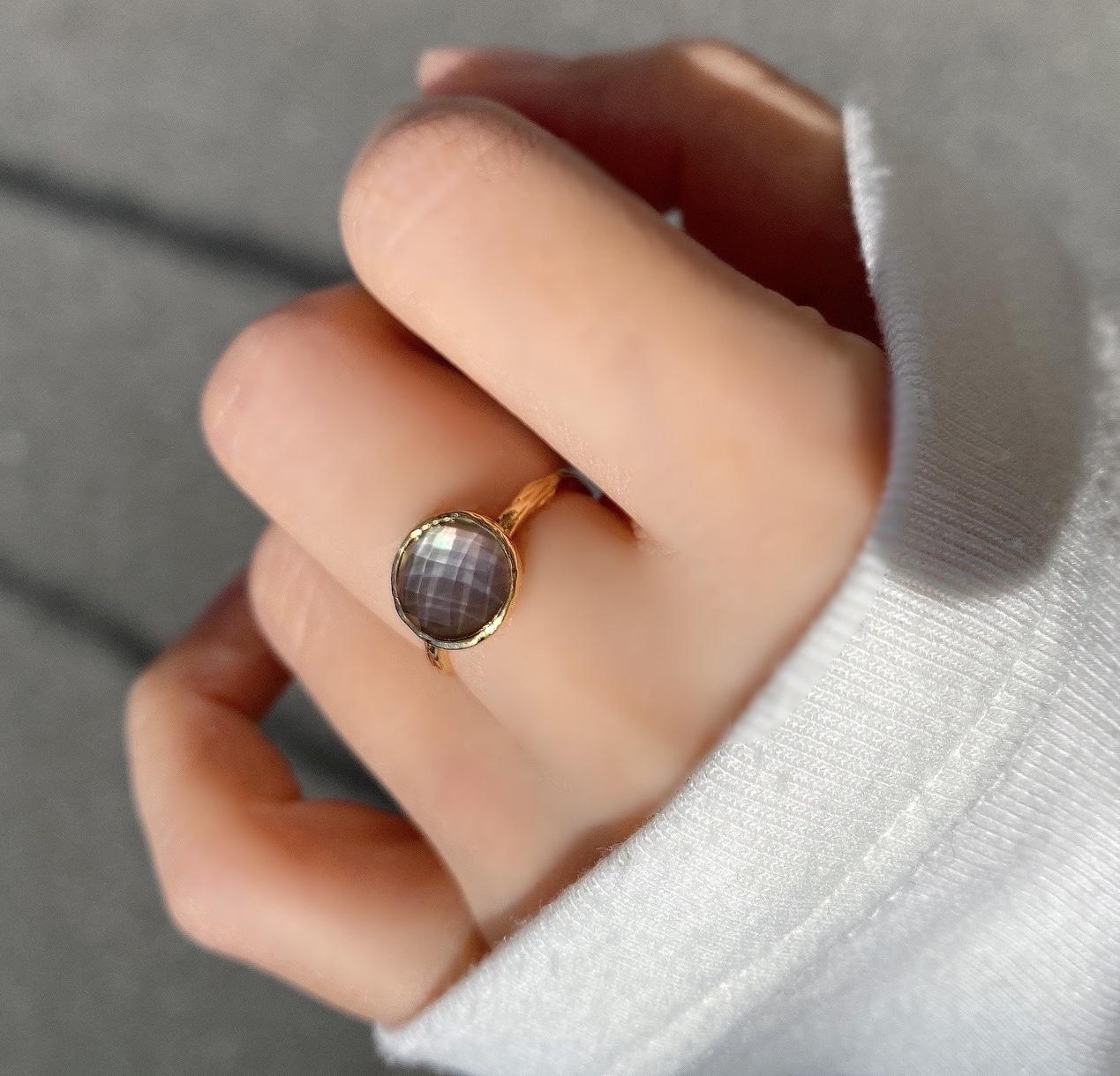 ෆブラックシェル×クリスタルAAAカボションカット指輪RG70ෆ ෆブラックシェル×クリスタルAAAカボションカット指輪RG70ෆ