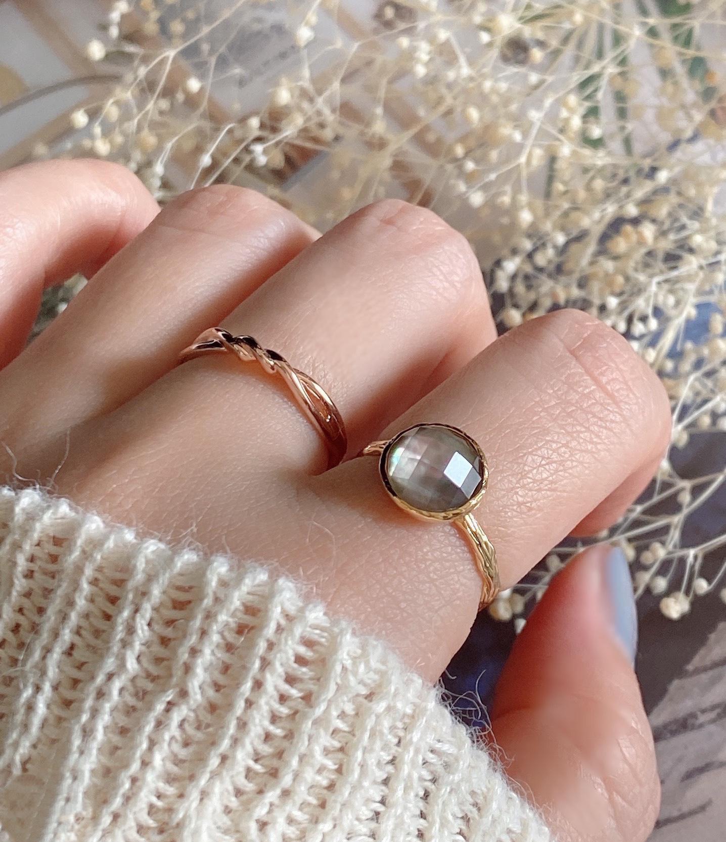 ෆブラックシェル×クリスタルAAAカボションカット指輪RG70ෆ ෆブラックシェル×クリスタルAAAカボションカット指輪RG70ෆ