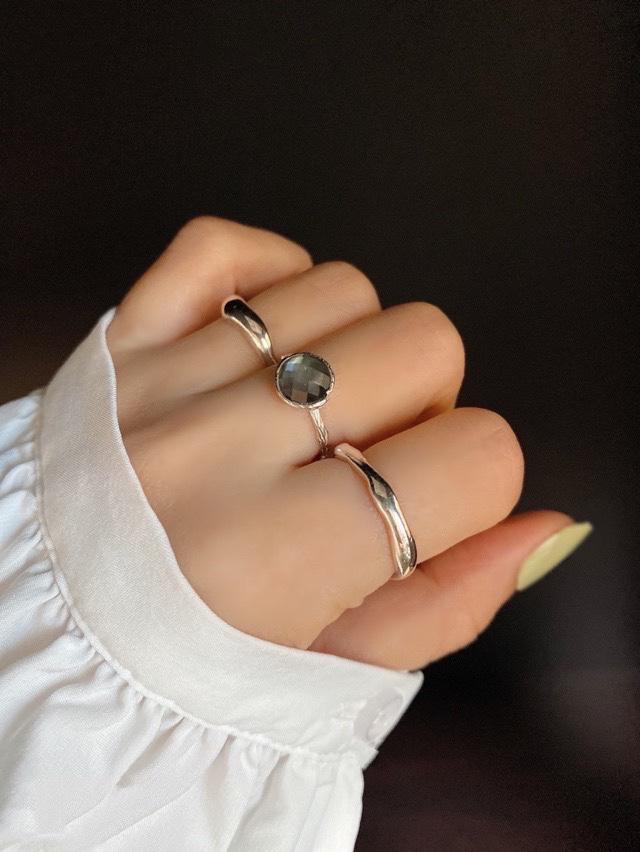 ෆブラックシェル×クリスタルAAAカボションカット指輪RG70ෆ ෆブラックシェル×クリスタルAAAカボションカット指輪RG70ෆ