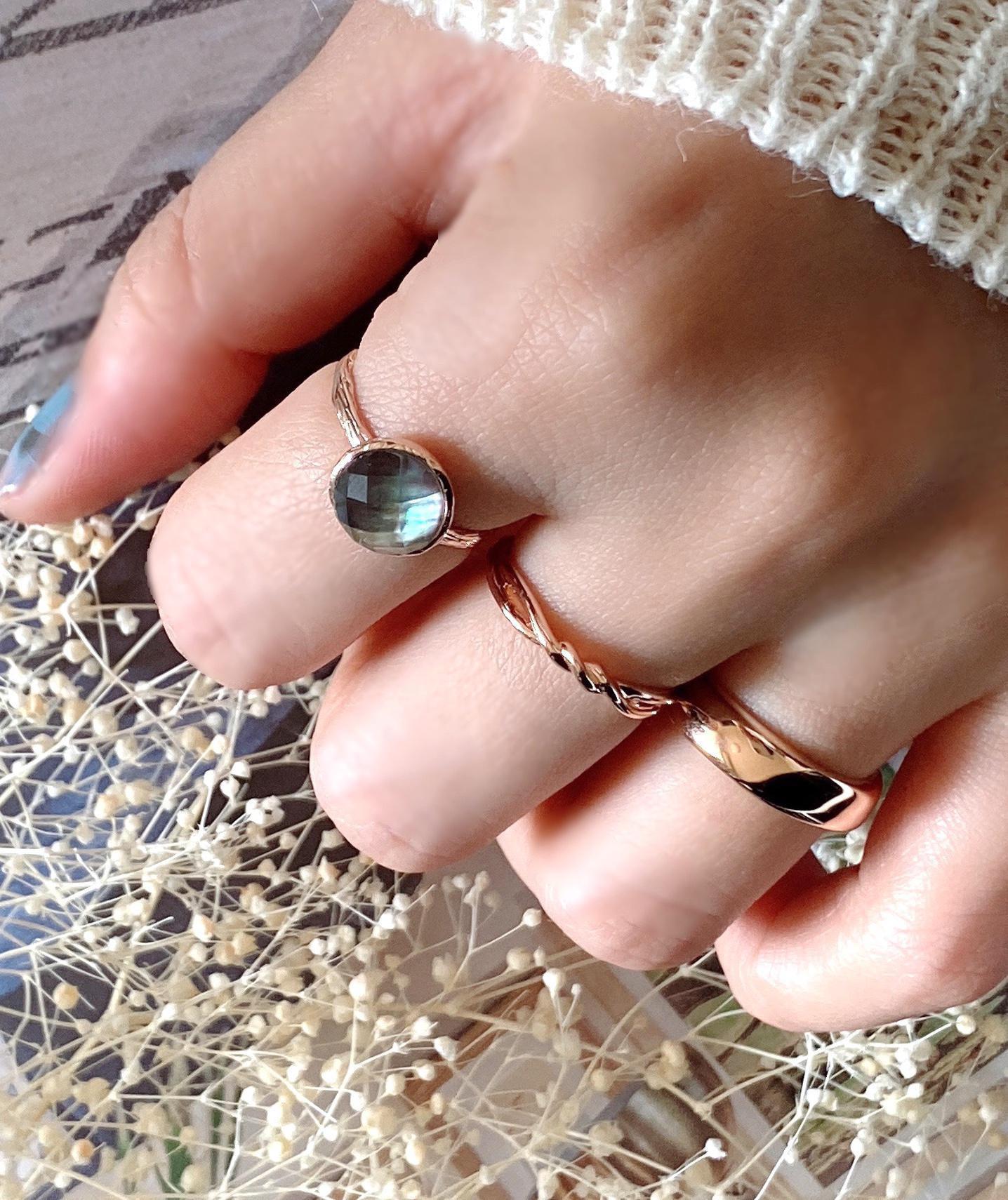 ෆブラックシェル×クリスタルAAAカボションカット指輪RG70ෆ ෆブラックシェル×クリスタルAAAカボションカット指輪RG70ෆ