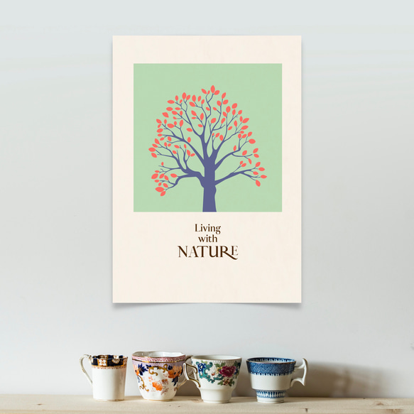 グラフィック・アートポスター living with nature / 木 自然 モダン ミニマルアート ポップデザイン 3枚目の画像