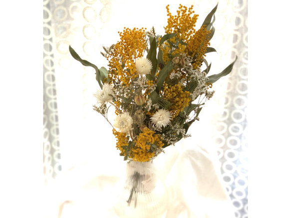 【再再販】2022年ミモザとユーカリのスワッグ 花束 ナチュラル 春 誕生日 ドライフラワー 母の日 3枚目の画像