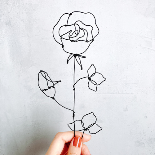 絵　バラ 薔薇 ワイヤーアート ワイヤークラフト その他インテリア雑貨