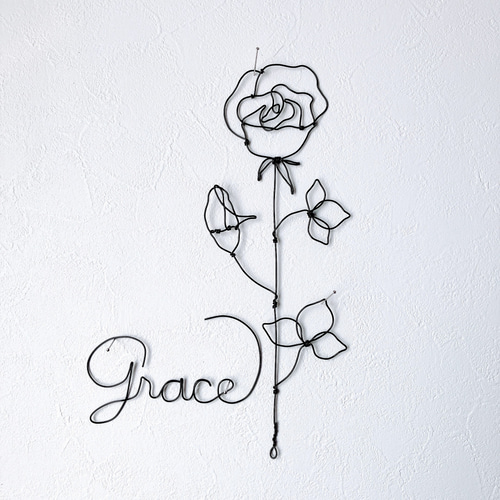 絵　バラ 薔薇 ワイヤーアート ワイヤークラフト その他インテリア雑貨