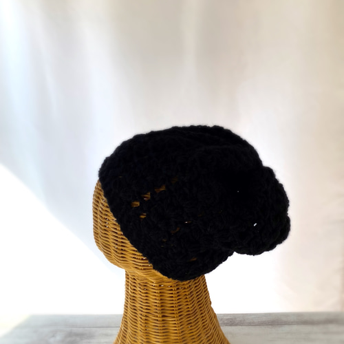 メタモルフォーゼ　別珍薔薇コサージュ付き帽子　ブラック ☆ビオラFlower×black☆日差しに負けない☆ギャザーフリル 帽子