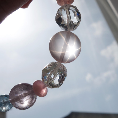 一点もの】宝石質スターローズクォーツとミルキークンツァイトの大ぶり