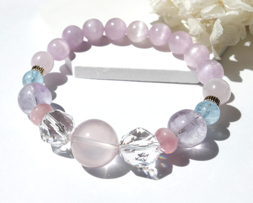 一点もの】宝石質スターローズクォーツとミルキークンツァイトの大ぶり