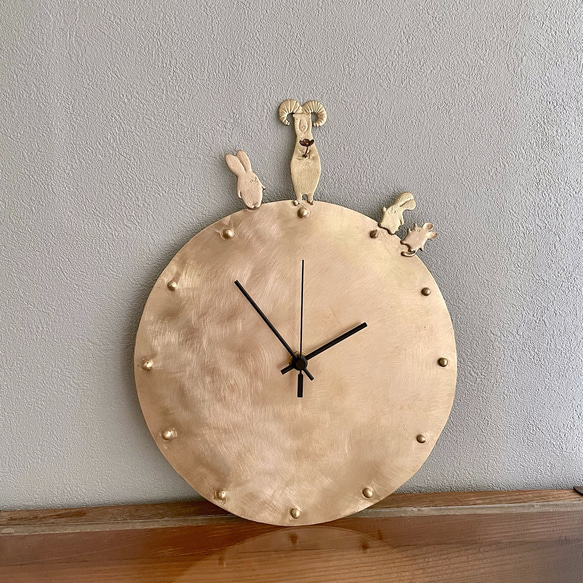 アルガリと仲間たち」真鍮壁掛け時計 掛け時計・置き時計 藤田商店