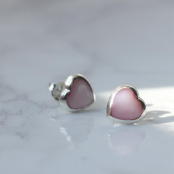 高品質s925 ピンク ワンポイントハートシルバーピアス