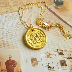 イニシャルM シーリングスタンプネックレス 英国ヴィクトリアン