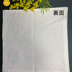 リネン手刺繍ハンカチ「おおぎく（大菊）」30cm×30cm 「ピンク」 7枚目の画像