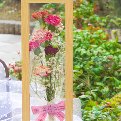 母の日早割・天然ドライフラワー・カーネーションと手作りドライかすみ草のオーソドックス花束・フラワーフレームインテリア 2枚目の画像