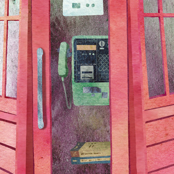 「レトロ仲間」　電話ボックス　郵便ポスト　なまこ壁　ネコ　イラスト 5枚目の画像