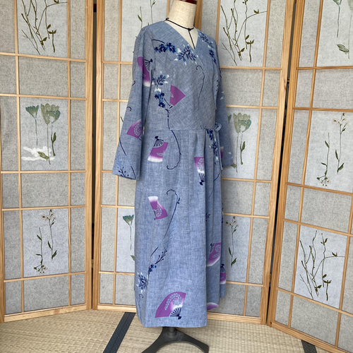 リロ様ご予約品 ☆浴衣リメイク☆カシュクールワンピース(長袖