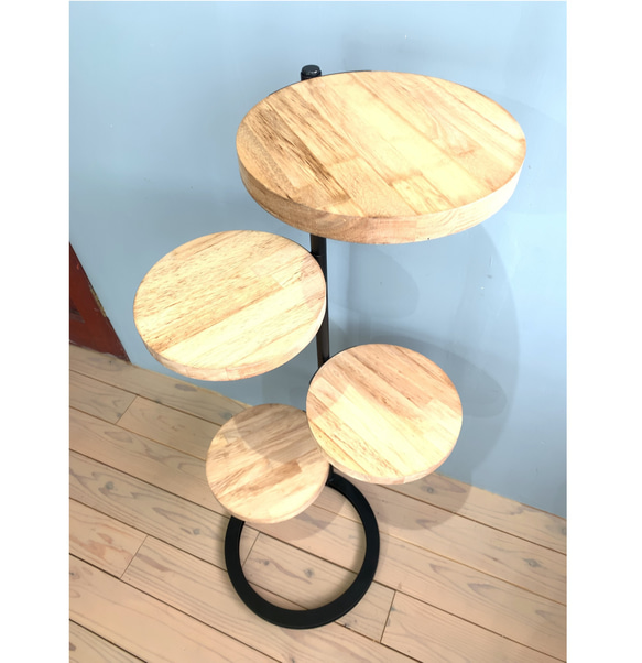 ラタン製4段円形コーナーシェルフ【匿名配送】 コーナーラック