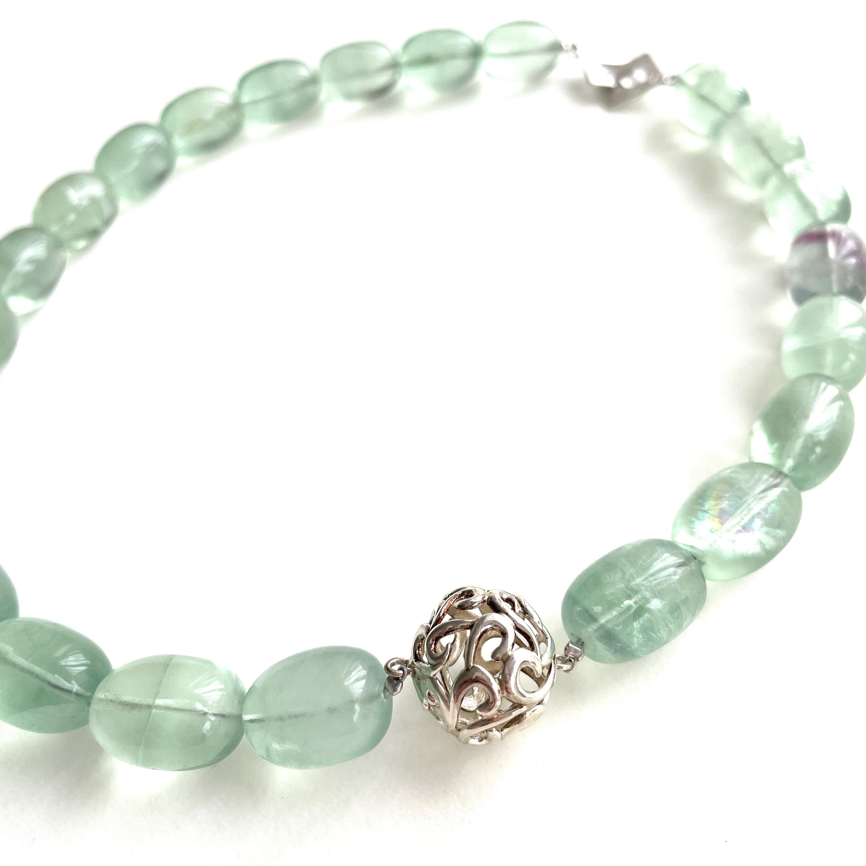 フローライトネックレス　フローライト　SVフック