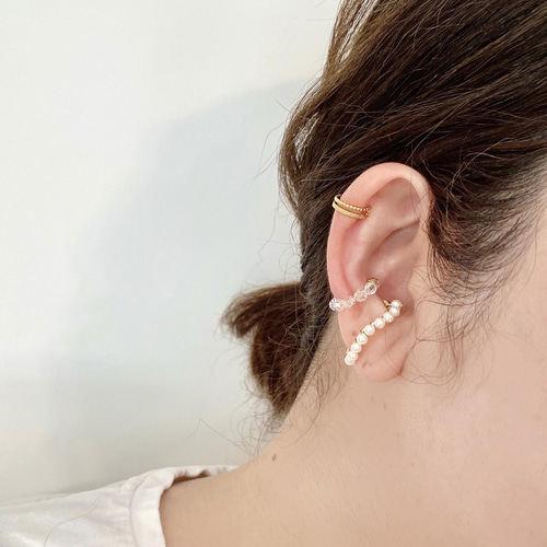 イヤーカフ　ヘアアクセサリー　セット　ORSA シアー カラー × メタル セット イヤーカフ（イヤーカフ