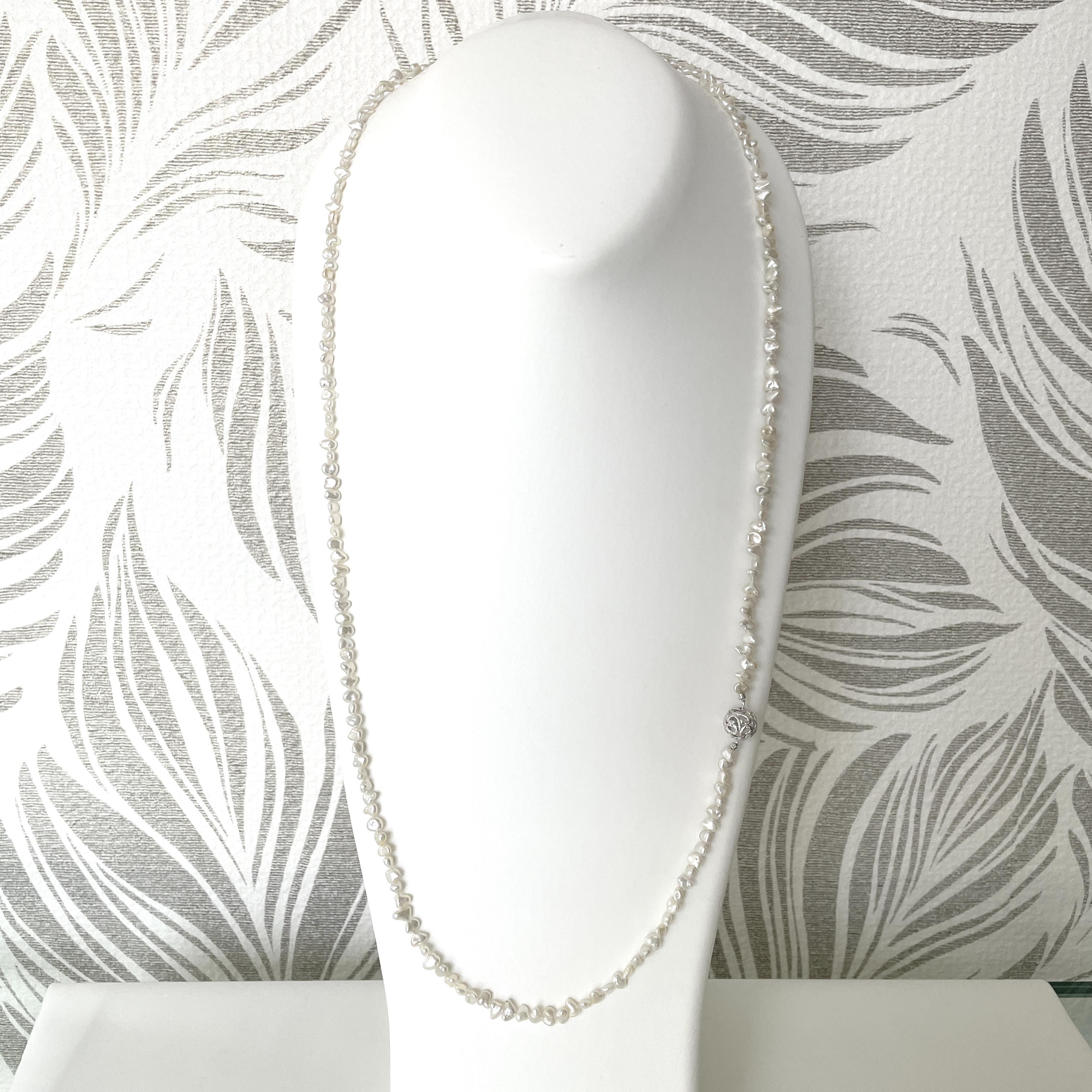 「流麗」ケシパールネックレス　ロングパールネックレス　SVフック