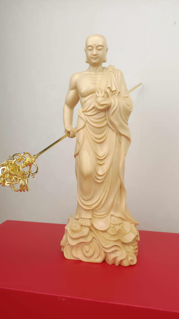 極上彫 木彫仏像 地蔵菩薩立像 精密細工 仏教美術 仏教工芸品 置物 