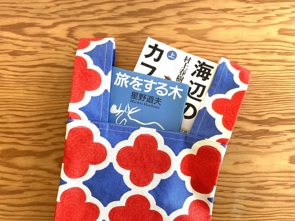 ◎再販　モロッコ柄プリント　ミニサイズレジ袋型エコバッグ　くるみボタンヘアゴム付き 3枚目の画像