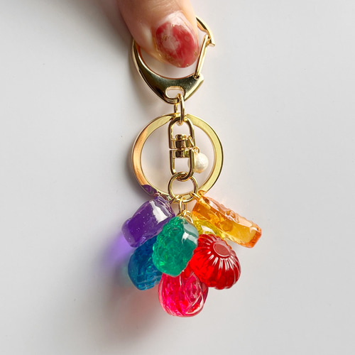 特盛り♡カラフルドロップキーホルダー チャーム バッグチャーム