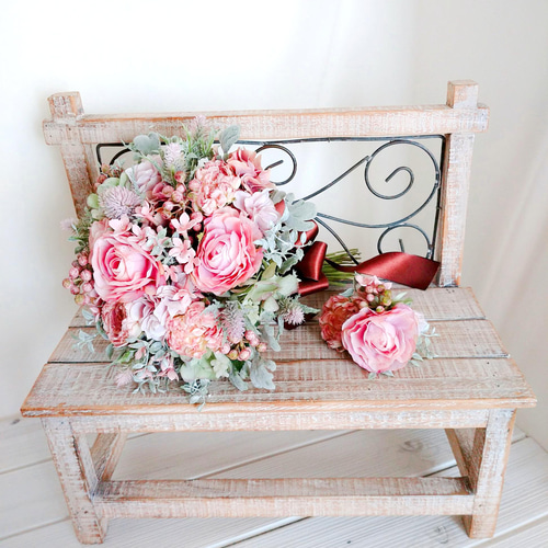 ウェディングブーケ（ブートニア付き）B-73 ブーケ himejyon