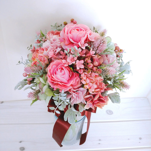 ウェディングブーケ　ブートニア付 ウェディングブーケ（ブートニア付き）B-73 ブーケ himejyon