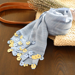 [Only1 available] OYA crochet Large shawl [MARY] Blue Gray 第1張的照片