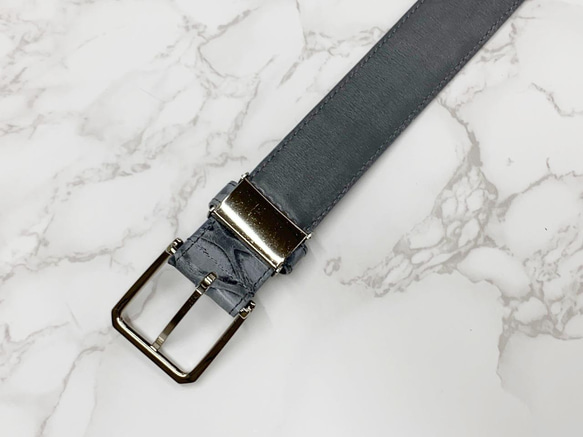 日本製　センザンコウ　穿山甲　牛革　コンビ　上質　ベルト　エキゾチックレザー 