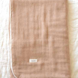 有機棉蓬鬆 6 層紗布毯棕色 x 米色 第10張的照片