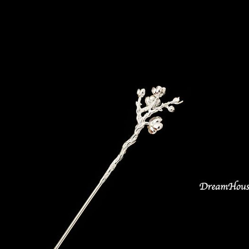 和装小物 銀細工 桶に梅花 彫金 かんざし Hairpin 髪飾り 和装小物 銀細工 桶に梅花 彫金 かんざし Hairpin 髪飾り
