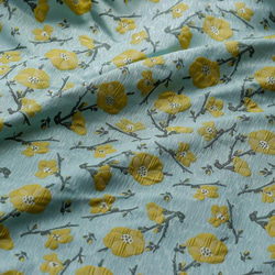 黄色い梅花柄 シワ加工 ジャカード織りの生地 [2723] 4枚目の画像