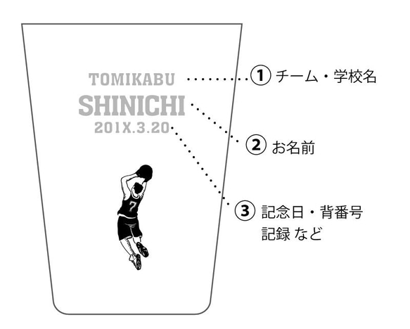 【名入れ／バスケ】臨場感あふれるスポーツのイラストが熱い！／がぶ飲み部活　タンブラー　バスケ／AN807-B 9枚目の画像