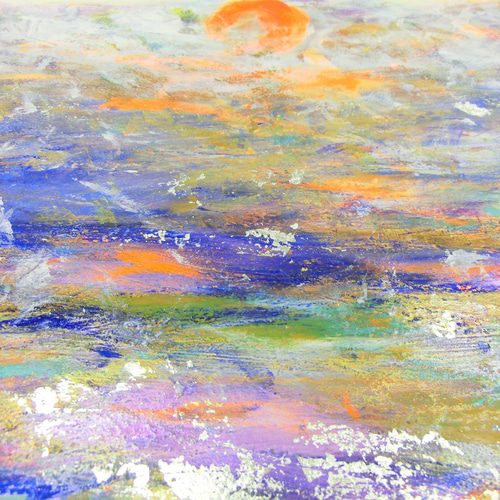 【全品送料無料】 原画「水に映る太陽」額サイズ47×35㎝ パワーアート 絵画 息吹 絵画