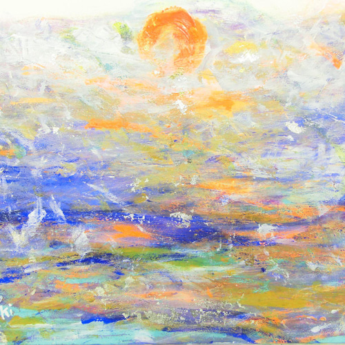 原画「水に映る太陽」額サイズ47×35㎝ パワーアート 絵画 息吹