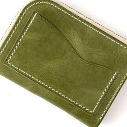 革のお財布　L字ファスナーウォレット　カッコいい　オリーブグリーンのコンパクトウォレット　 6枚目の画像