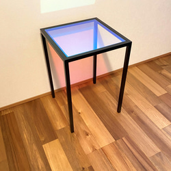 【受注生産】アイアンテーブル / オーロラガラス　　サイドテーブル　多目的テーブル 3枚目の画像