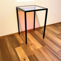 【受注生産】アイアンテーブル / オーロラガラス　　サイドテーブル　多目的テーブル 2枚目の画像