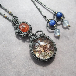 天然石マクラメ編みネックレス ヒマラヤ水晶 ラブラドライト