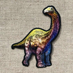 アップリケワッペン プリント恐竜 ブラキオサウルス 黄緑ST　W-2135 1枚目の画像