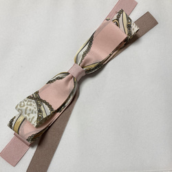 220409 スカーフ柄リボンのポニーフック　ピンク系 6枚目の画像