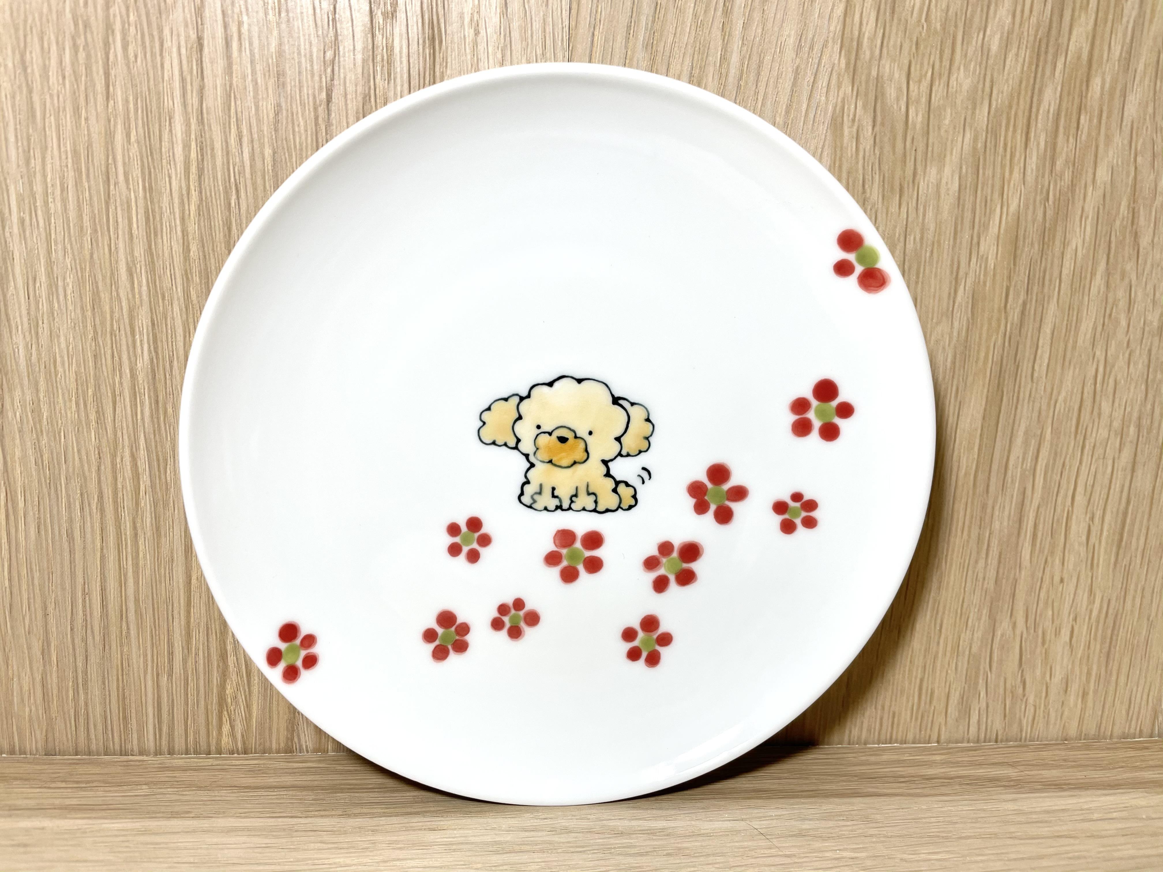 最終決算 トイプードルのお皿【花】 中皿 13735785 通販 mocomoco堂 食器