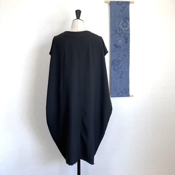 縮緬と絞りのコクーンドレス　フレンチ袖ワンピ　着物リメイク　アップサイクル 4枚目の画像