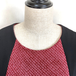 縮緬と絞りのコクーンドレス　フレンチ袖ワンピ　着物リメイク　アップサイクル 5枚目の画像