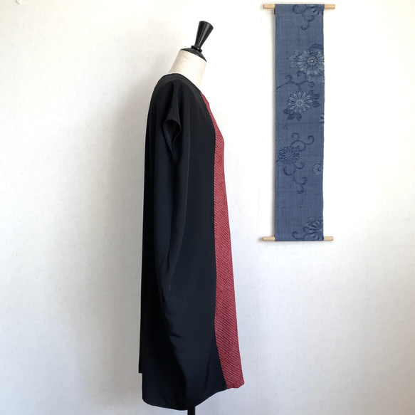 縮緬と絞りのコクーンドレス　フレンチ袖ワンピ　着物リメイク　アップサイクル 3枚目の画像