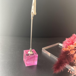 メモクリップ アルコールインクアート【カードクリップ メモスタンド カードスタンド】ピンク 2枚目の画像