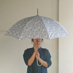 竹の傘 バード　ライトグレー 晴雨兼用 長傘 ALCEDO 161035 日傘 雨傘 1枚目の画像